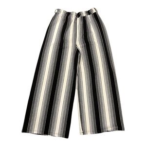 Black and White Striped Wide-Leg Pants